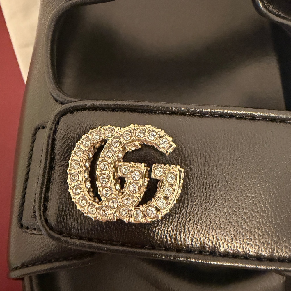 Gucci Sandals Black Crystal Double G - Picture 6 of 9
